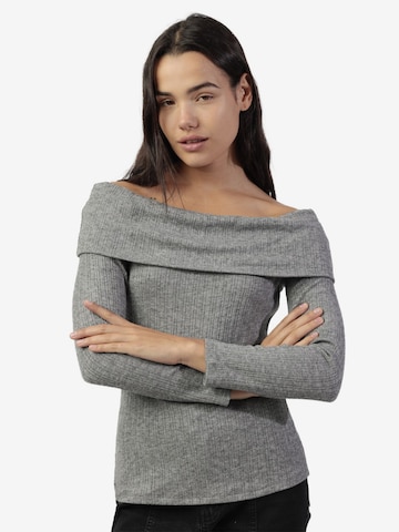 admas - Top 'ADMAS Camiseta Manga Larga Bandeau Melange para Mujer' en gris: frente
