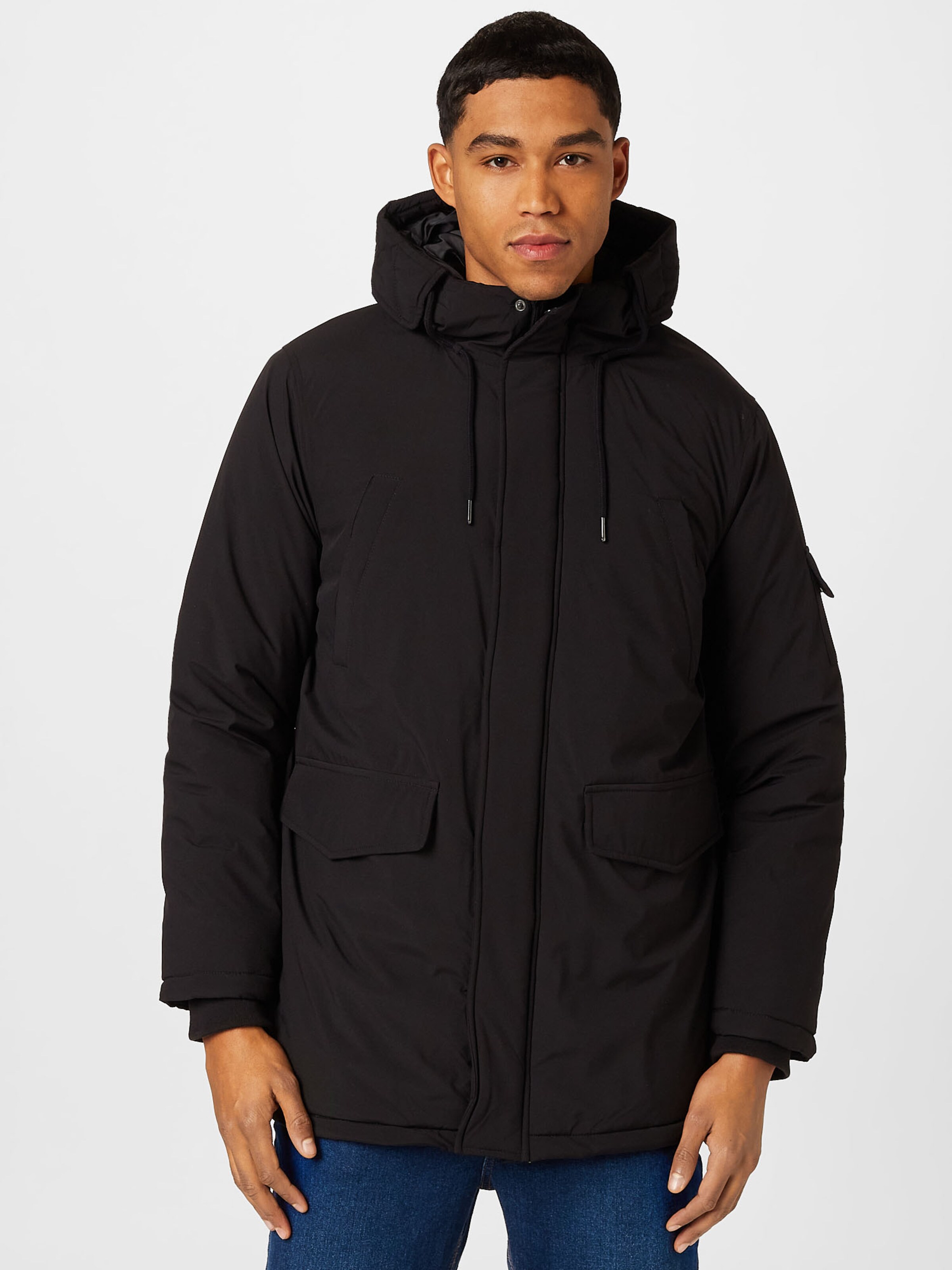 BURTON MENSWEAR LONDON Winter Parka in Black ABOUT YOU