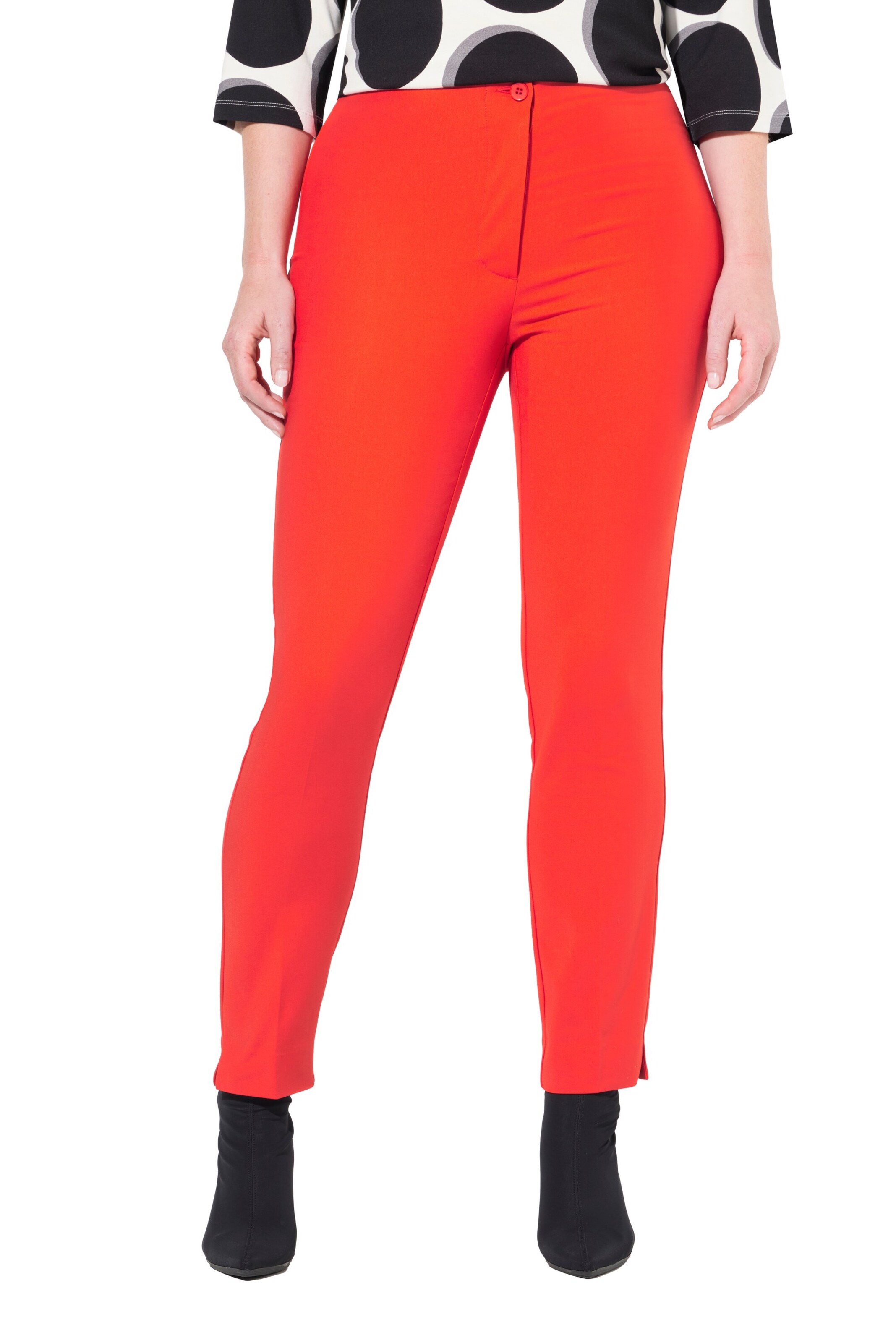 Ulla Popken Slim fit Trousers with creases in Red: front