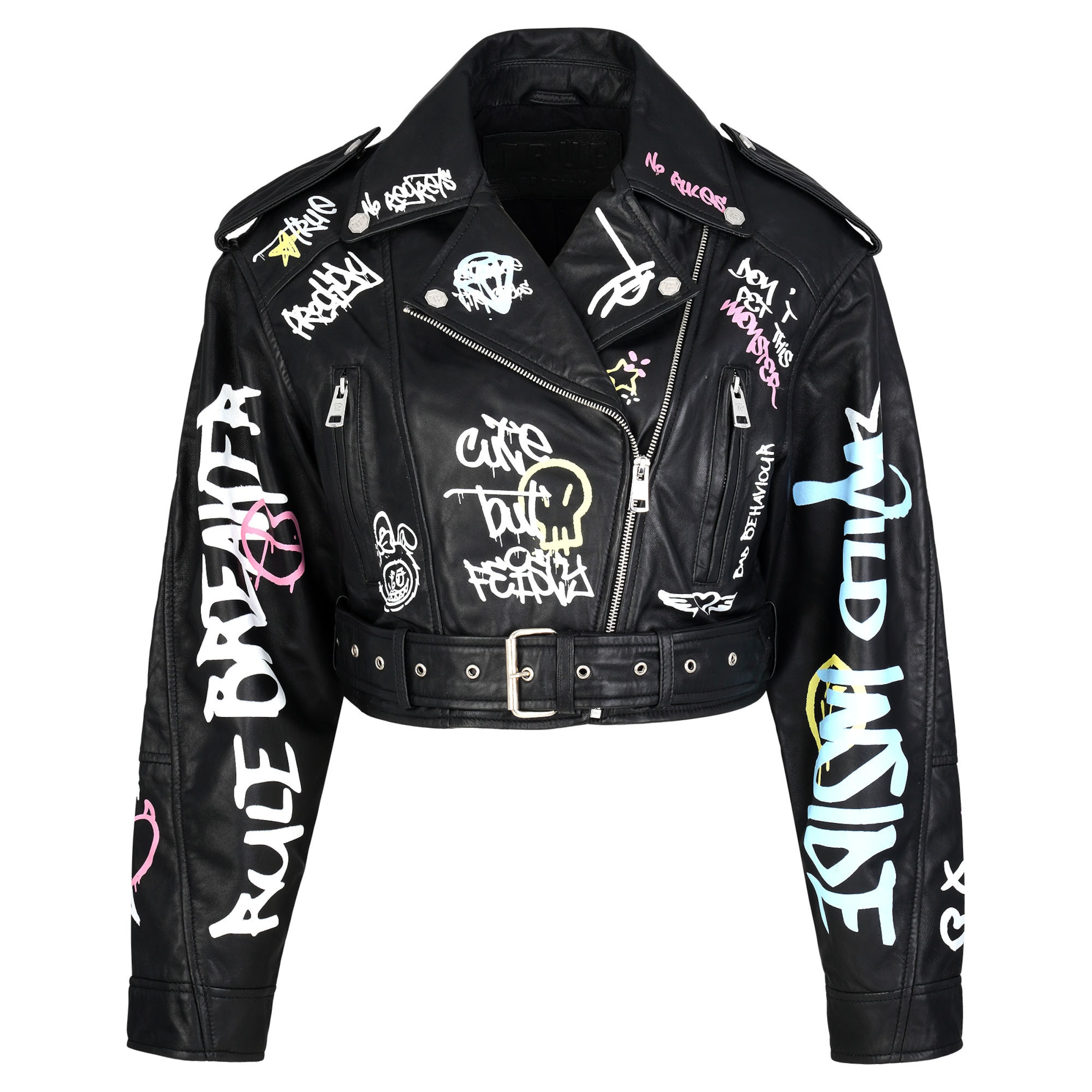 trueprodigy Lederjacke ' Senra ' in Schwarz: Vorderseite