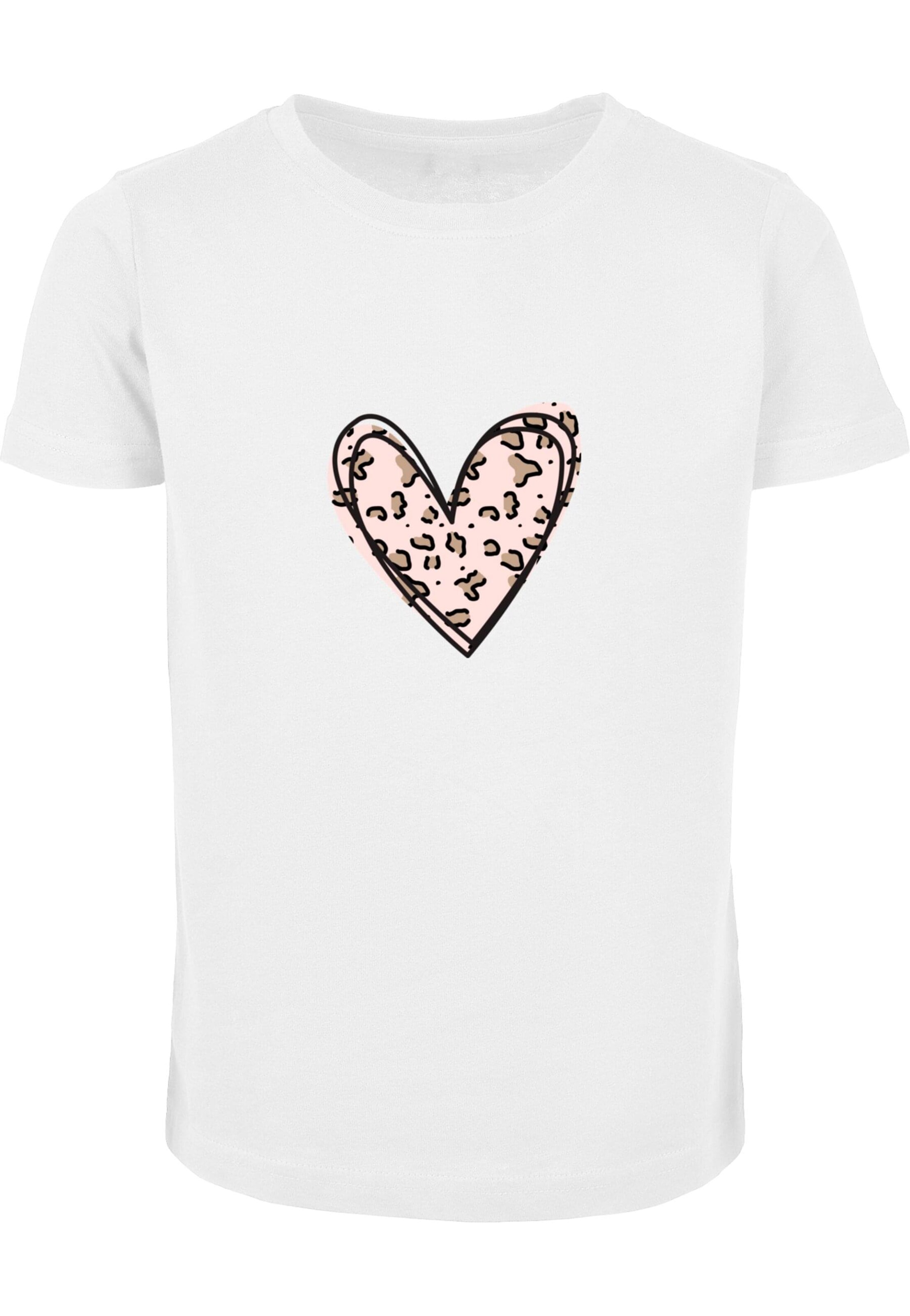 Merchcode Shirt 'Valentines Day - Leopard Heart' in White: front