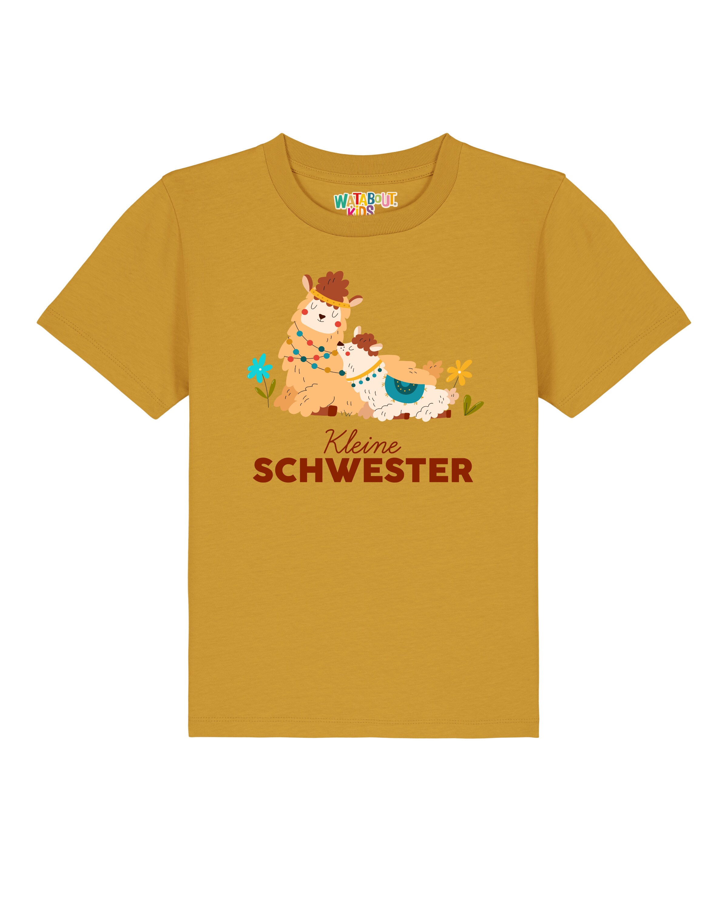 T-Shirt 'Lama Kleine Schwester' watabout.kids en jaune : devant