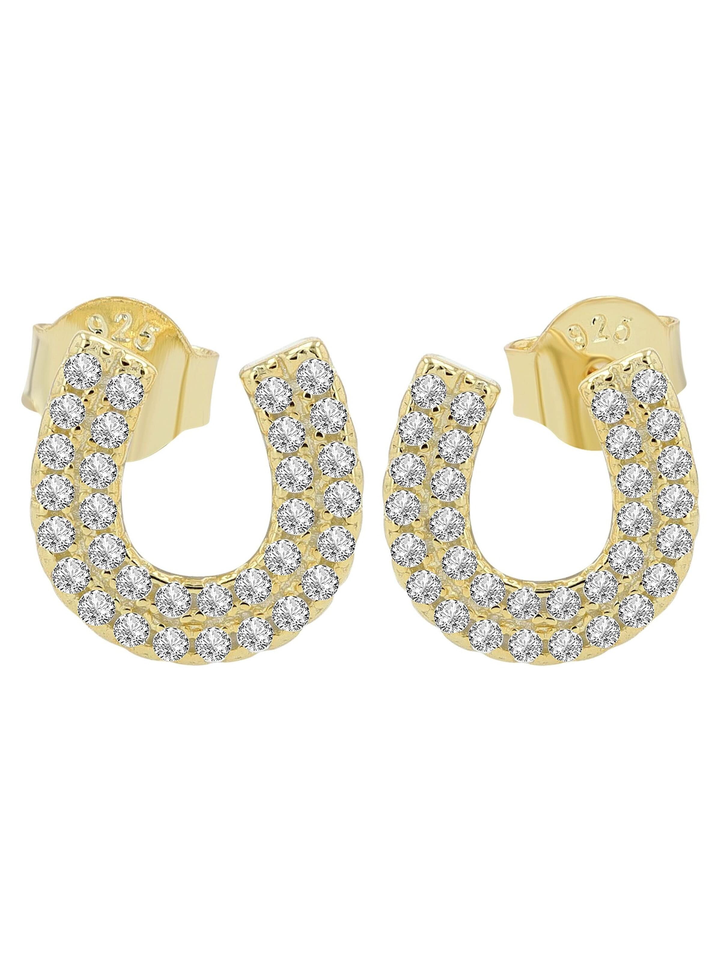 Akzent Ohrringe '"Rani" aus 925 Sterlingsilber, rhodiniert, langlebig'‌‌‌‌‌‌‌‌ in Gold: Vorderseite
