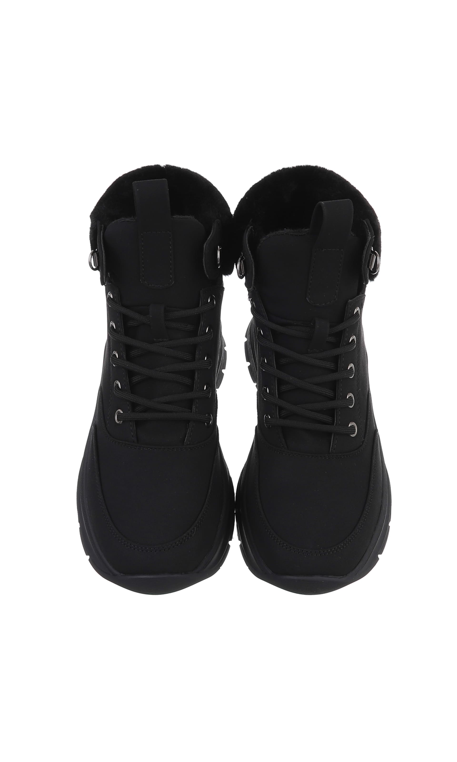 Ital-Design Schnürstiefelette in Schwarz