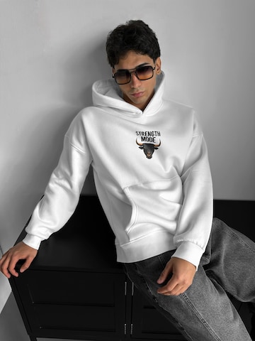 Sweat-shirt 'Oversize Strength Mode Hoodie - White' Kleidermafia en blanc : devant