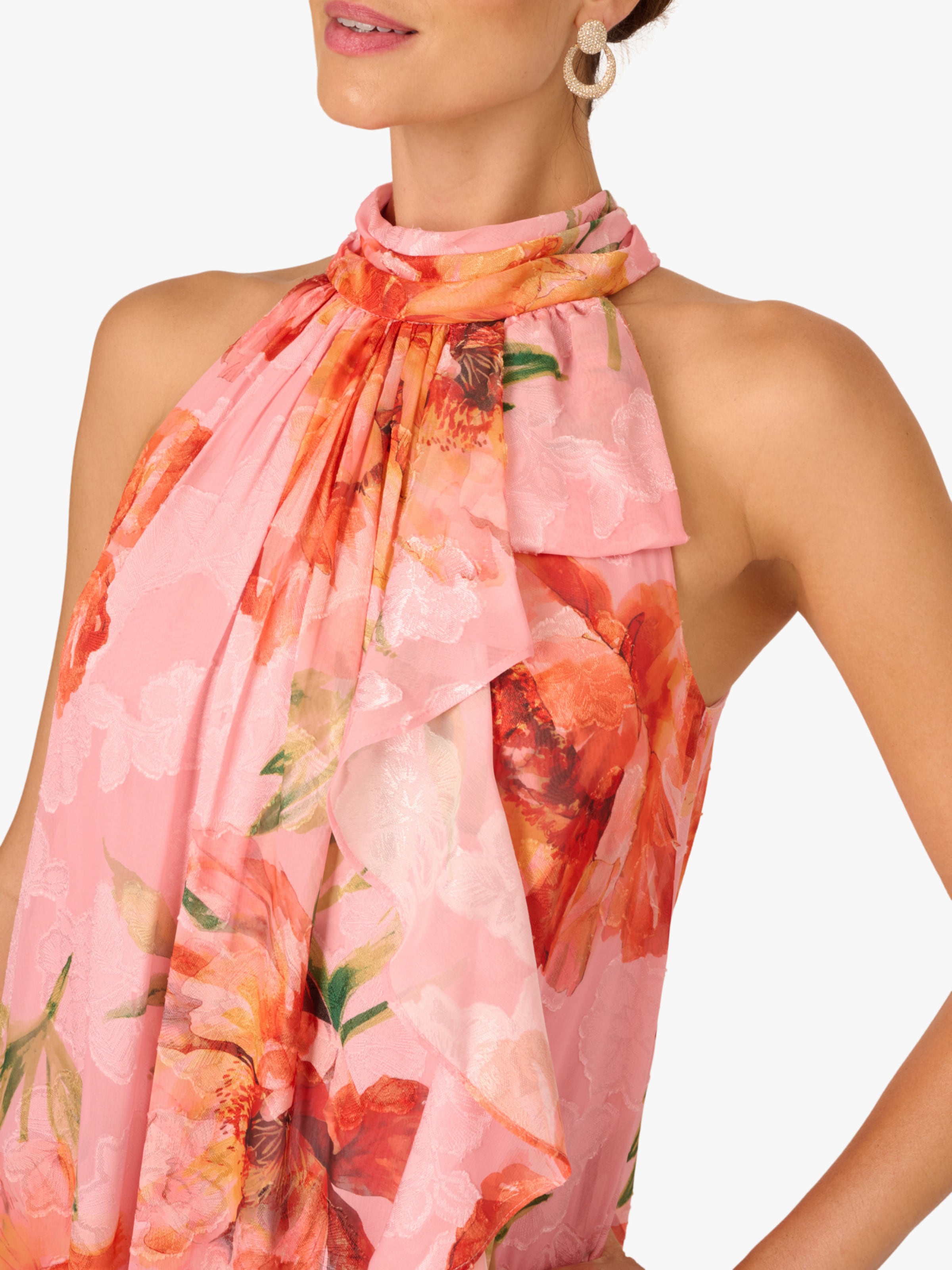 Adrianna Papell Zomerjurk 'Halter Trapeze Gown' in Roze