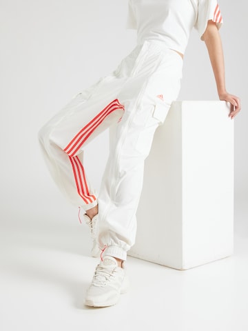 ADIDAS SPORTSWEAR Tapered Sports trousers 'Dance All-gender Versatile Woven Cargo Bottoms' in White: front