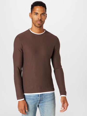 JACK & JONES Sweater 'TWINN' in Brown: front