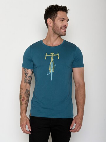Maglietta 'Guide Bike Front Stamp' di GREENBOMB in blu: frontale