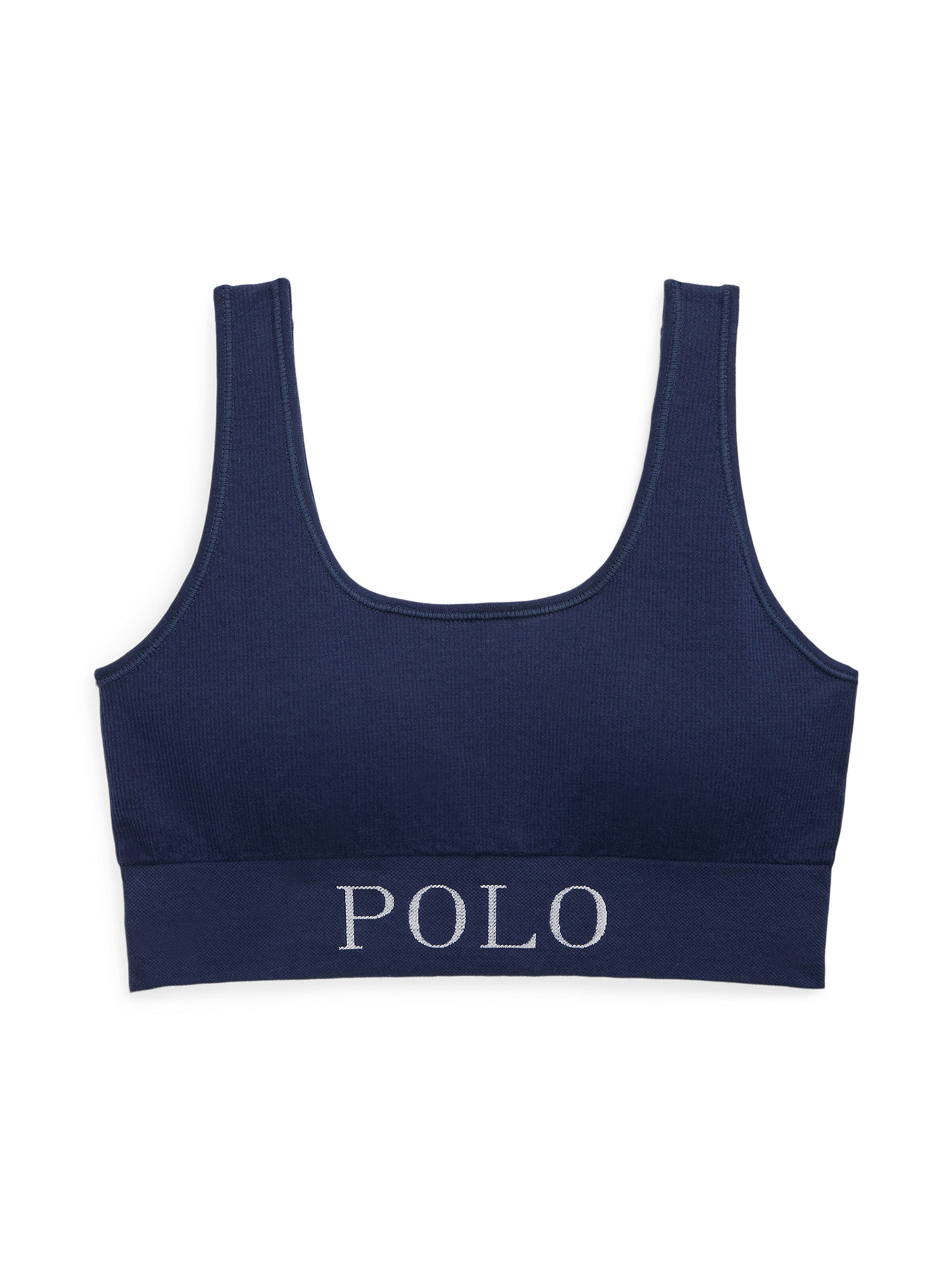 Bustier Soutien-gorge ' Ribbed Seamless ' Polo Ralph Lauren en bleu : devant