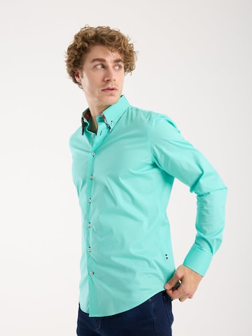 7Camicie Slim fit Zakelijk overhemd in Groen