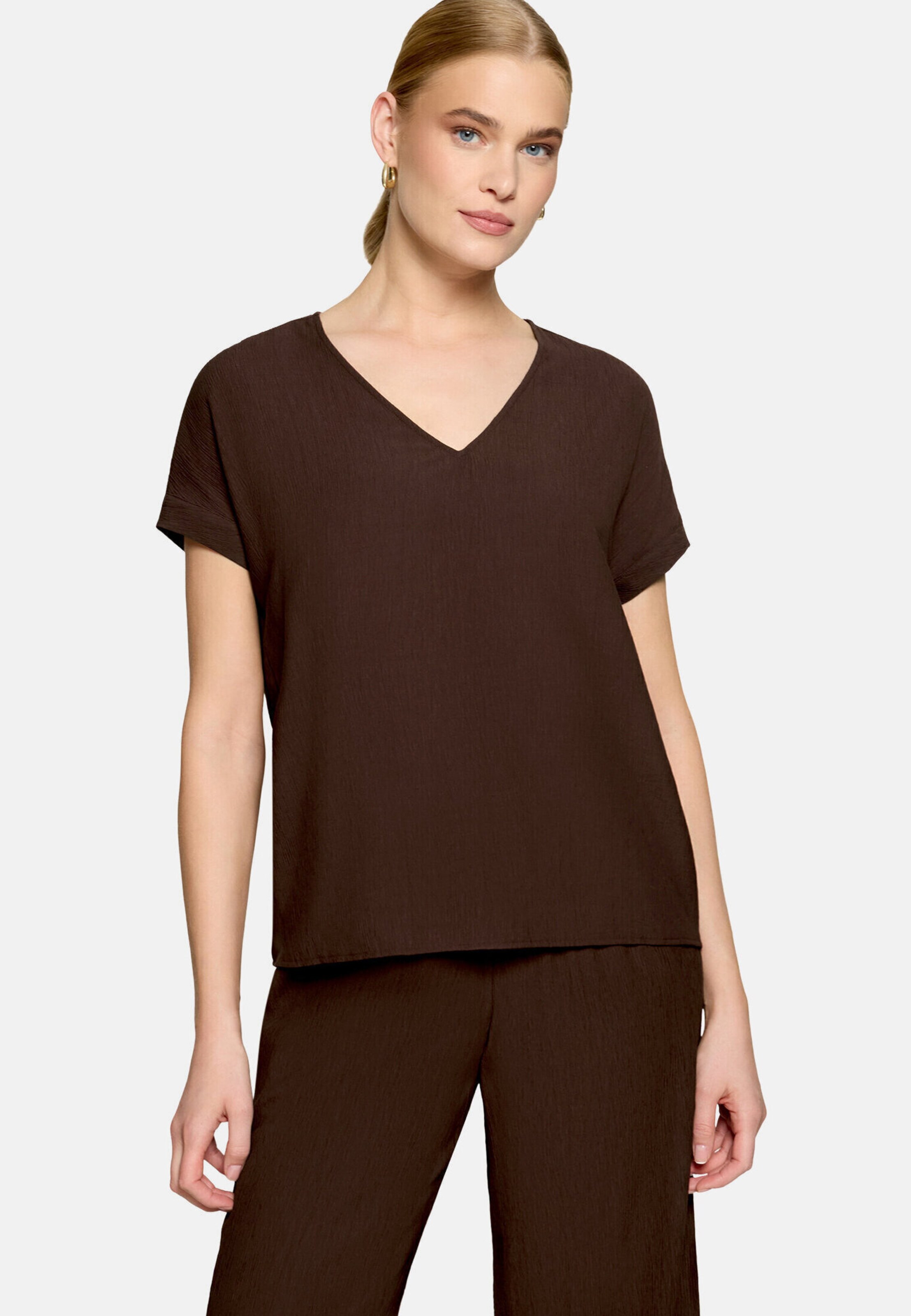 Camicia da donna di zero in marrone: frontale