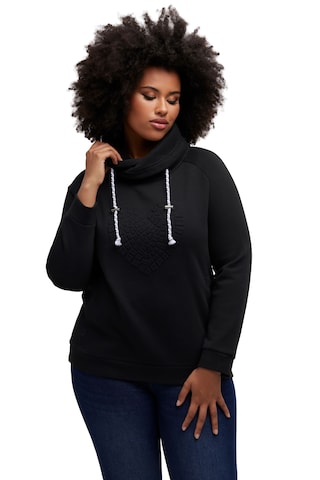 Sweat-shirt Ulla Popken en noir : devant