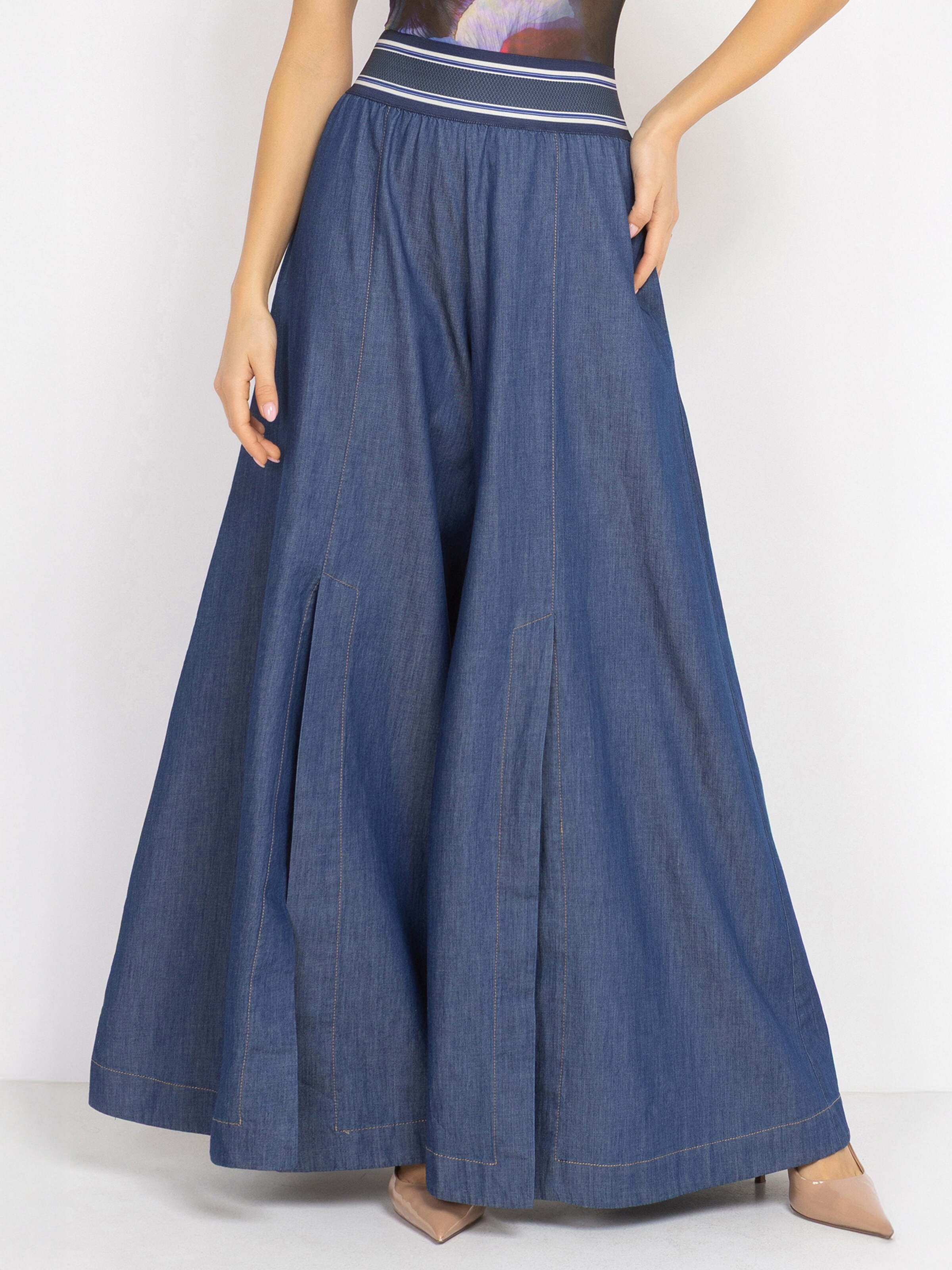 JIORO Wide leg Trousers 'ESSENTIALS' in Blue