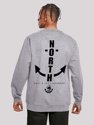 F4NT4STIC Sweatshirt 'North Anchor Knut & Jan Hamburg' in Grey: front