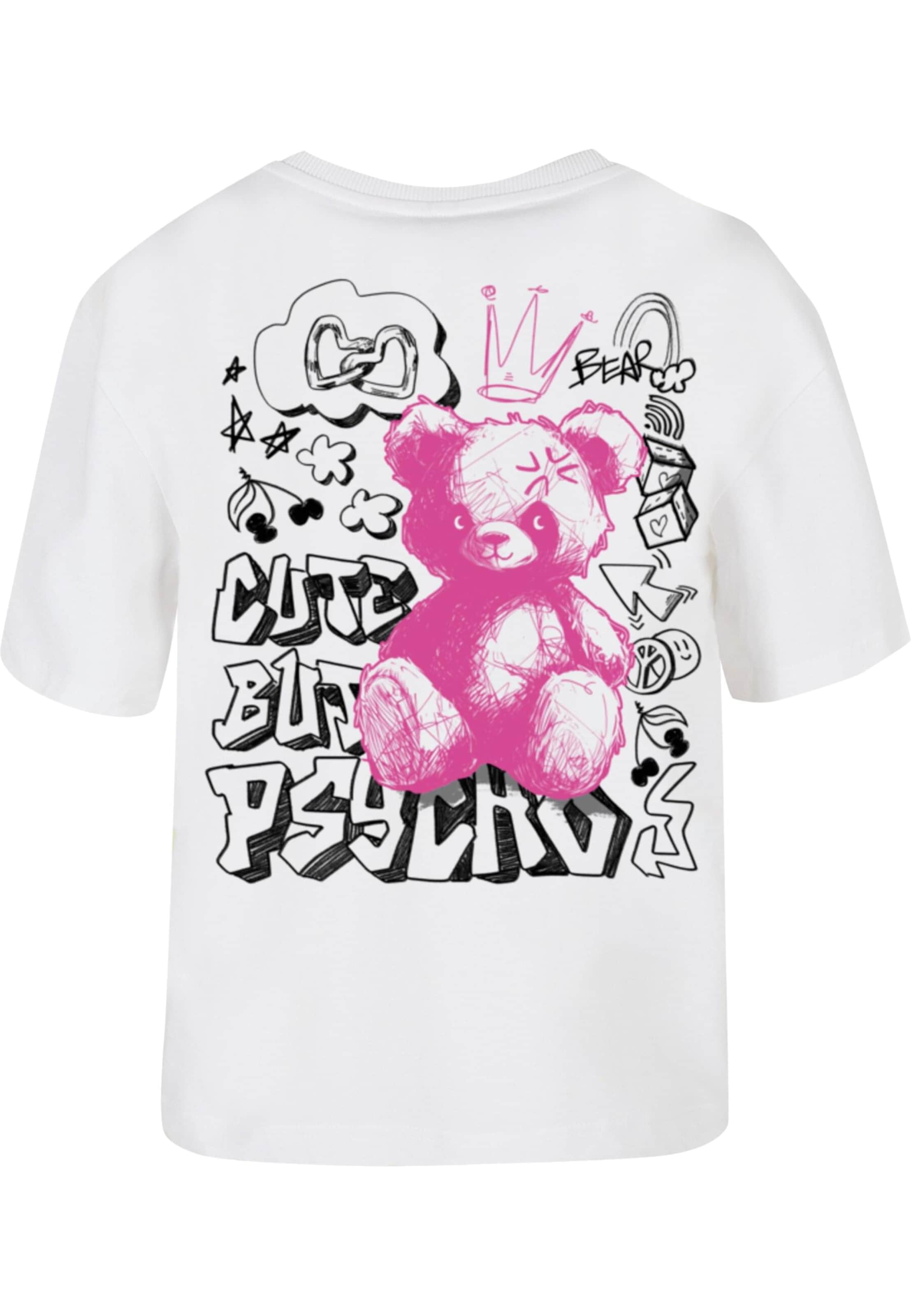 Maglietta 'Cute But Psycho' di Miss Tee in bianco
