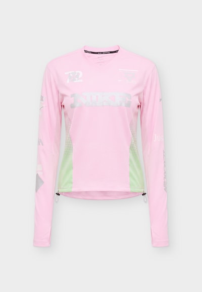 NIKE Functioneel shirt 'SWIFT' in XS in de kleur Zilvergrijs / Lichtgroen / Rosa, Productweergave