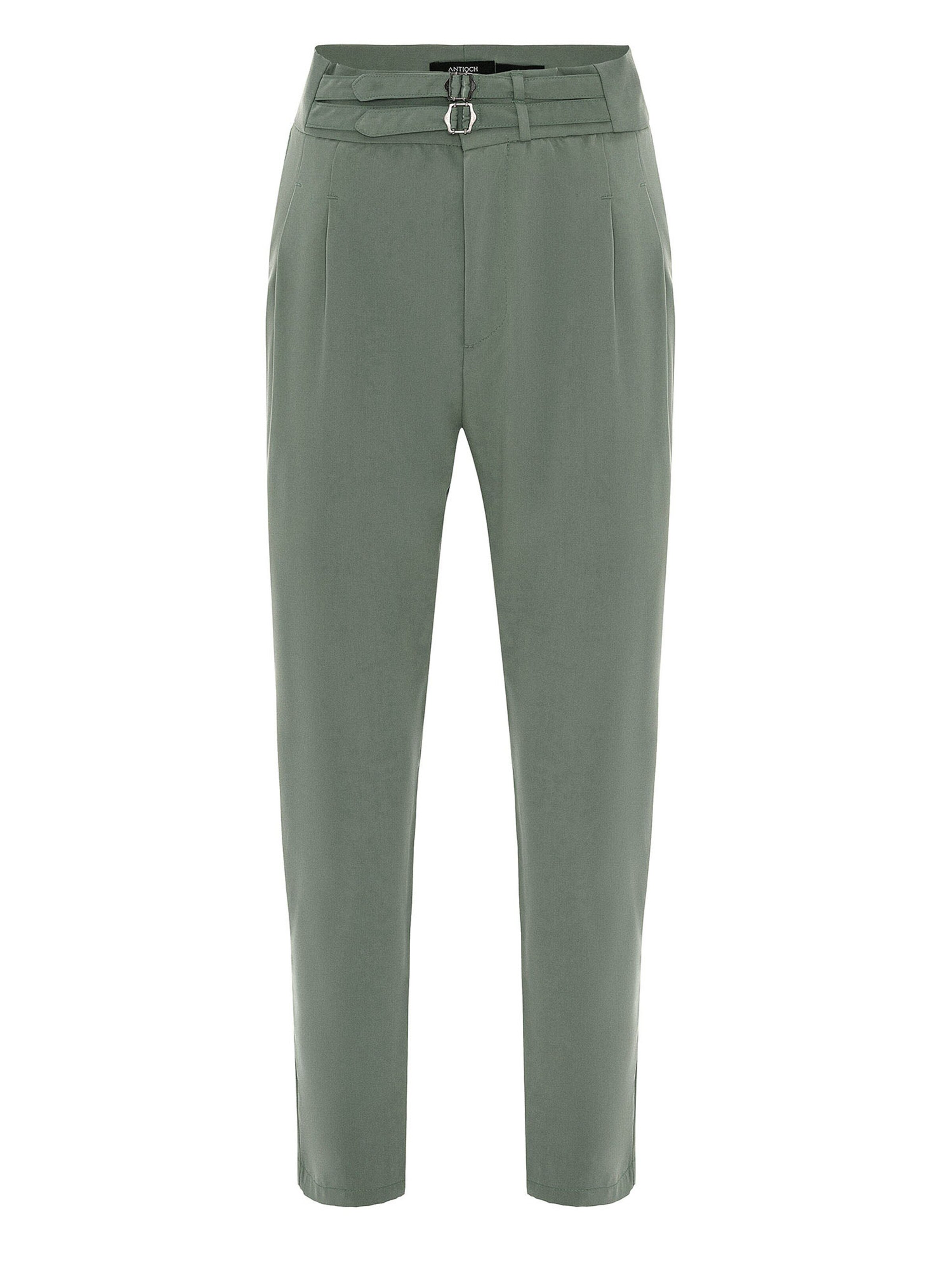 Antioch Regular Pleat-front trousers in Green: front
