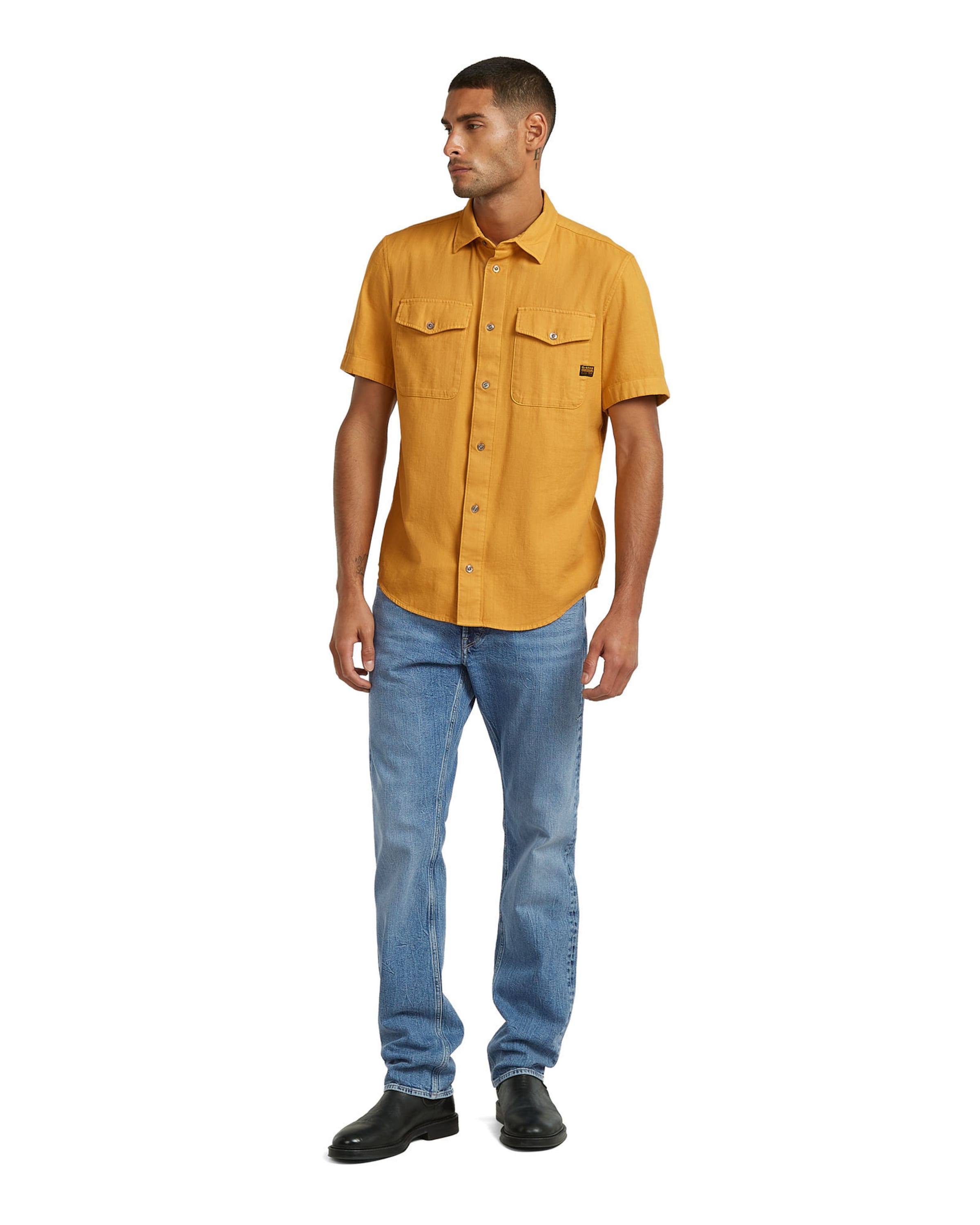 G-STAR Slim fit Overhemd 'Marine Slim Shirt' in Geel