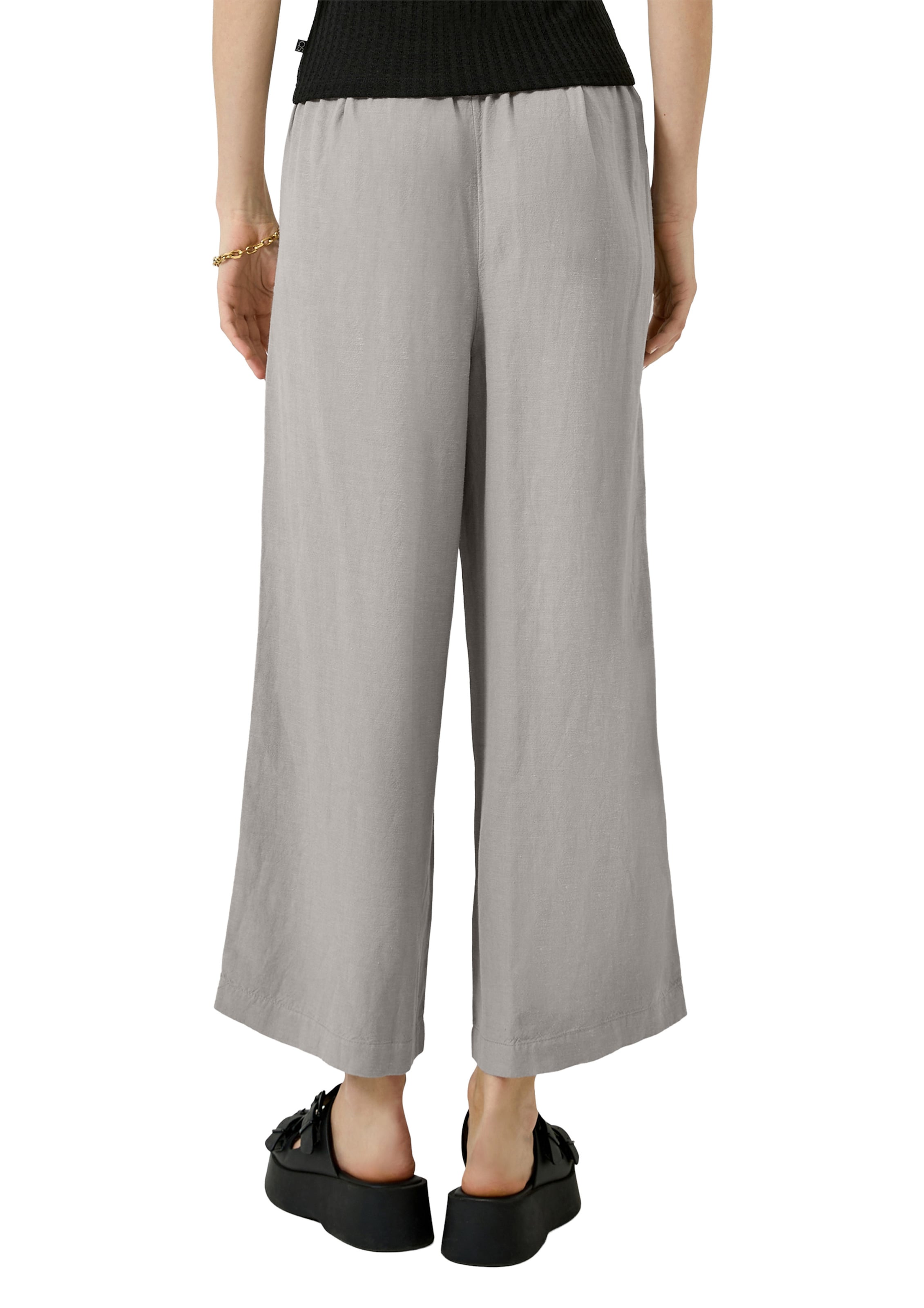 QS Wide leg Bandplooibroek in Grijs