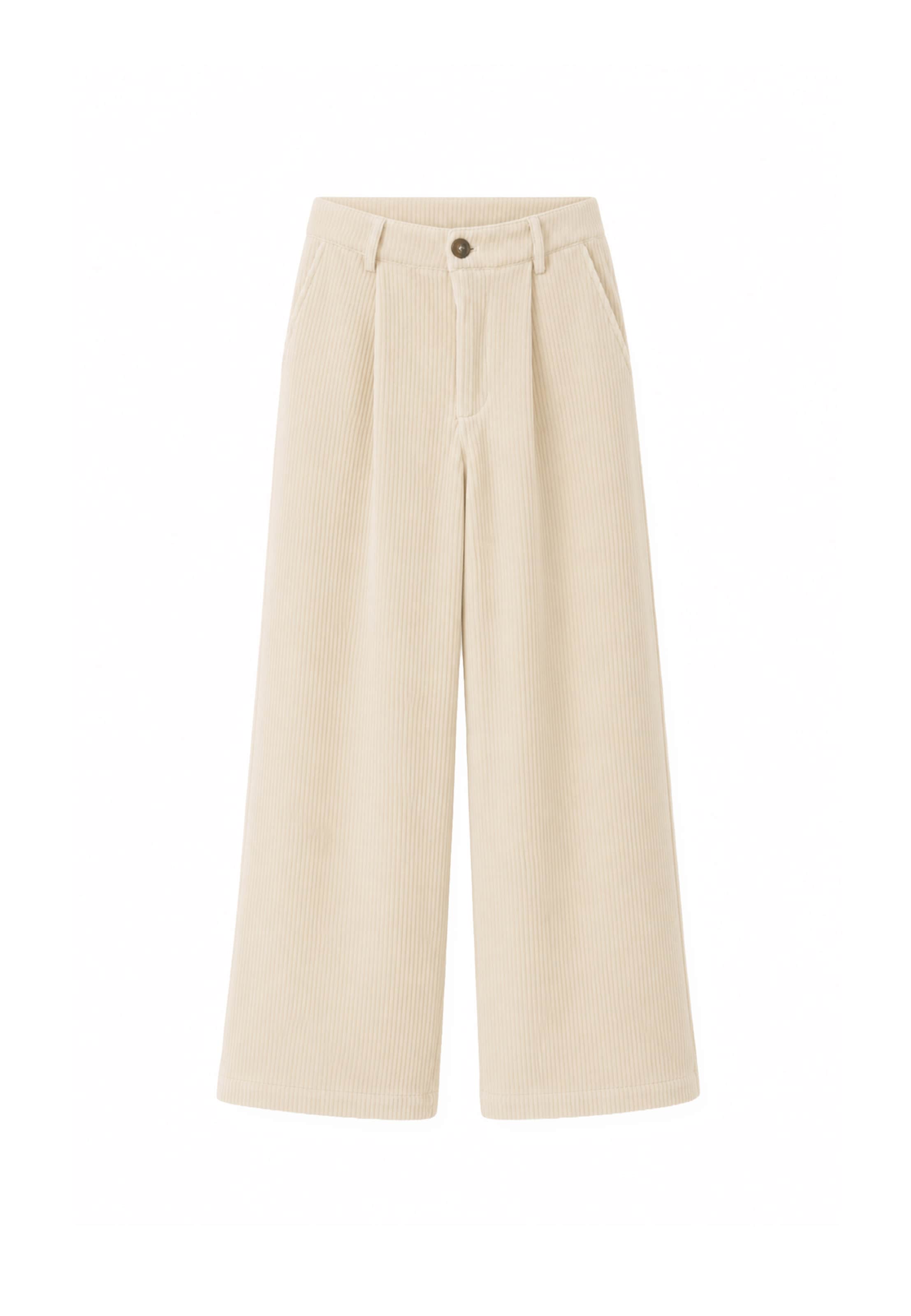 OH APRIL Wide leg Bandplooibroek 'Sienna' in Beige: voorkant