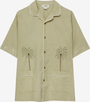 Pull&Bear Regular fit Button Up Shirt in Green: front