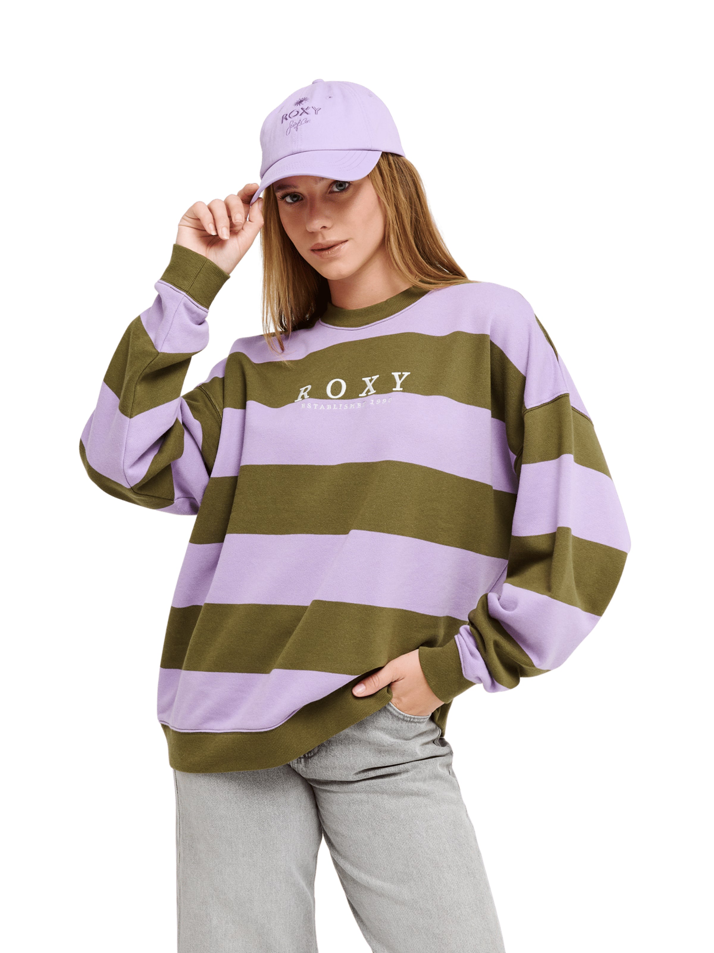 ROXY Sweatshirt 'Strictly' in Green: front