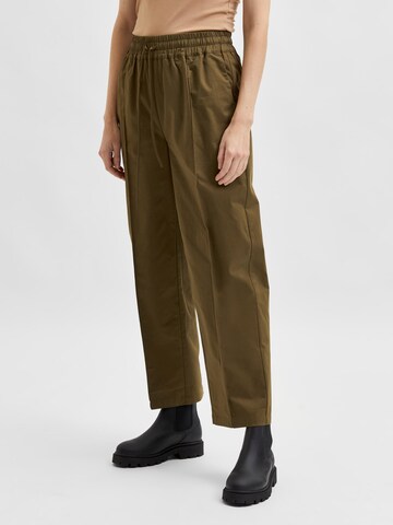SELECTED FEMME Zvonové kalhoty Kalhoty s puky 'Noria' – zelená: přední strana