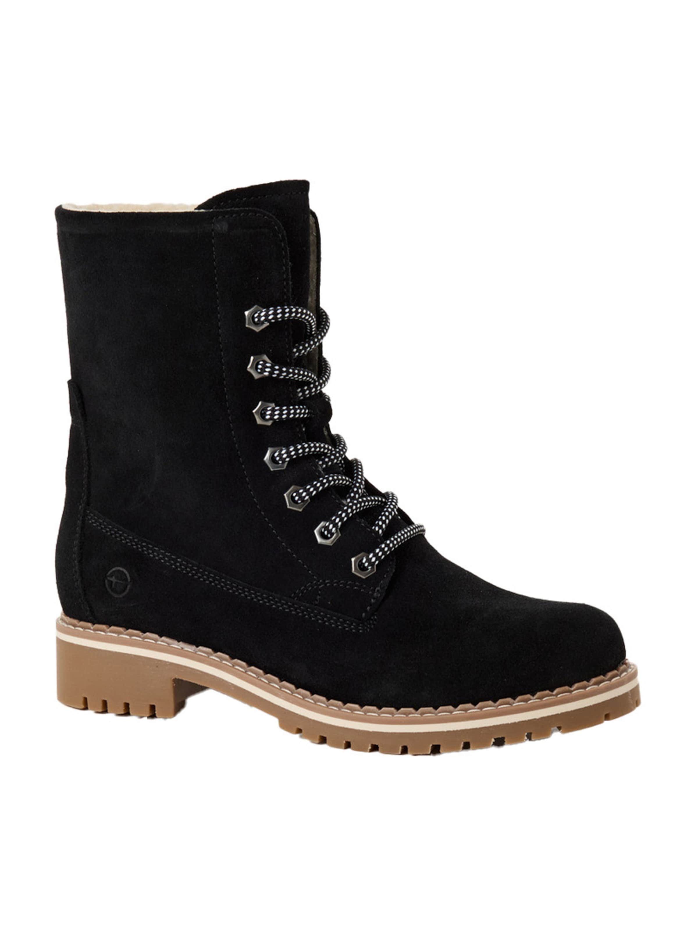 Tamaris Lace-Up Ankle Boots in Black: front