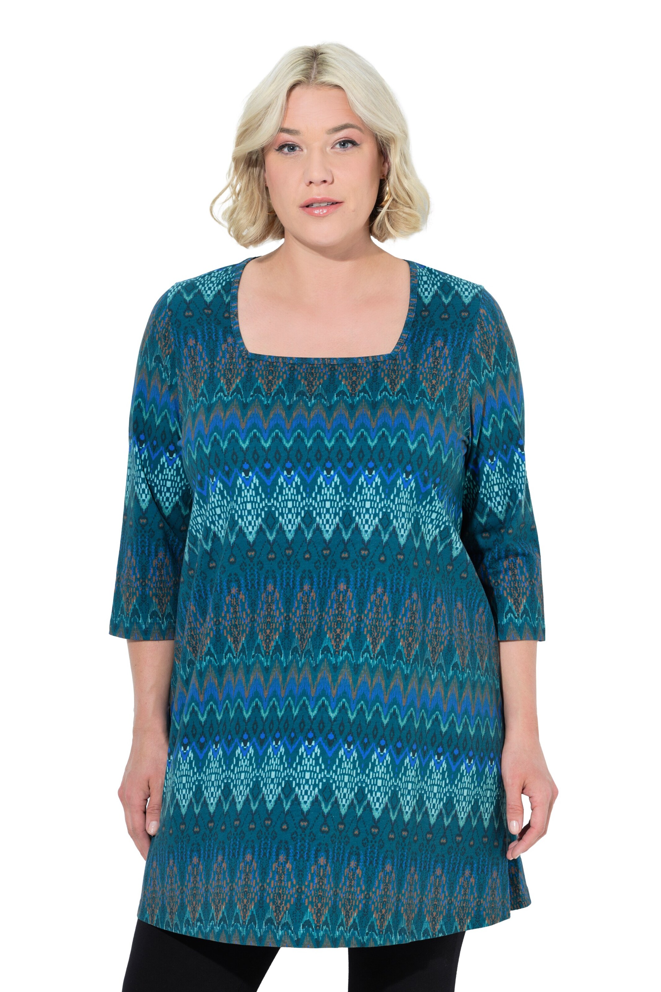 T-shirt Ulla Popken en bleu : devant