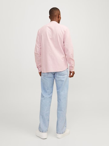 JACK & JONES Comfort fit Button Up Shirt 'Summer Band' in Pink