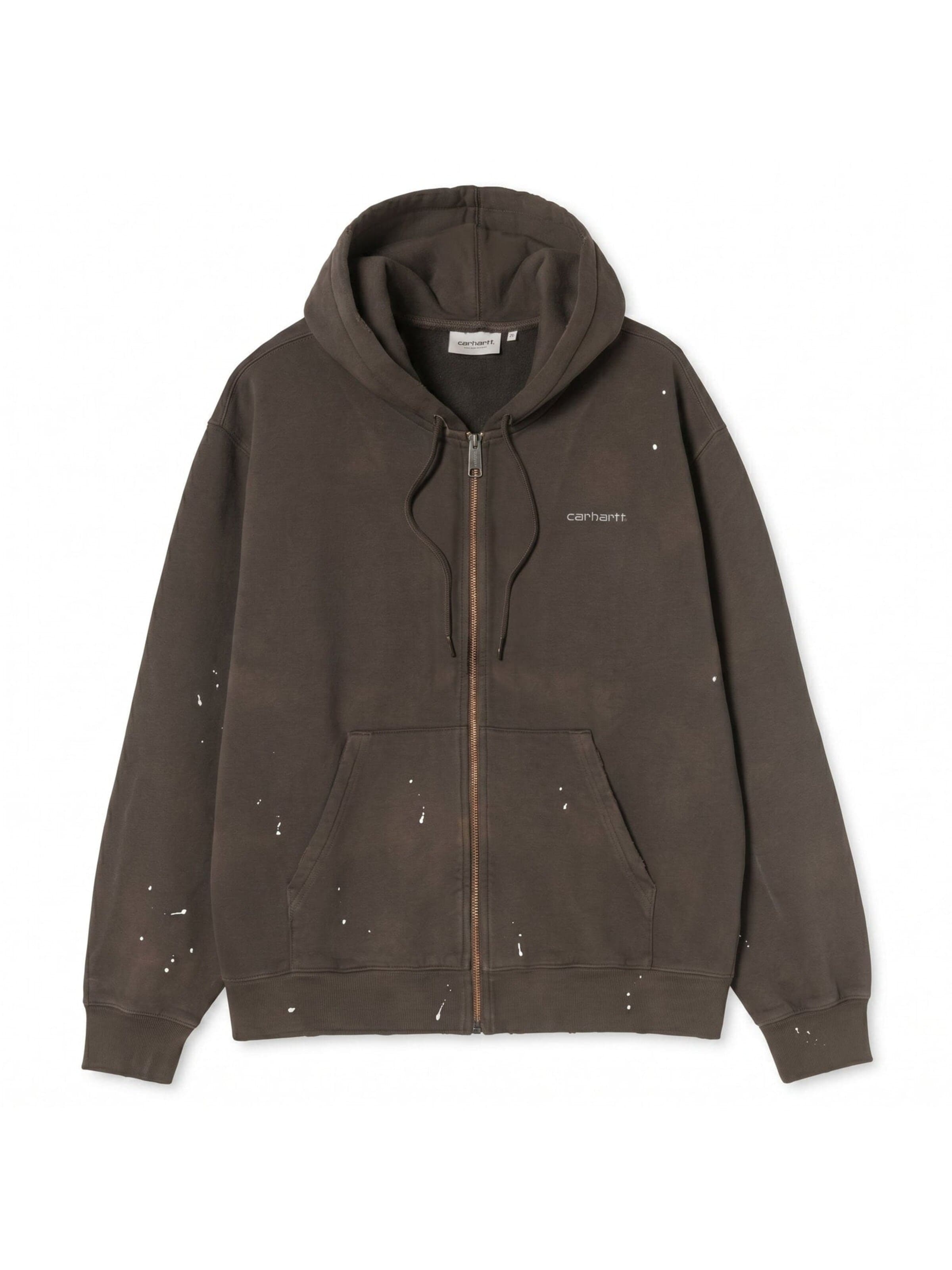 Carhartt WIP Zip-Up Hoodie 'HOODED PAINTER JACKET TOBACCO DESTROY WASH SPLATTER' in XS in Brown, Item view