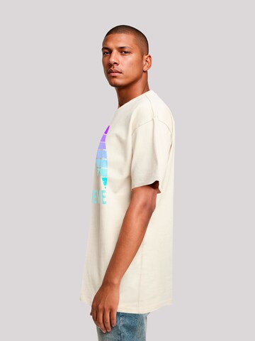 T-Shirt 'I Believe UFO Alien Raumschiff Retro' F4NT4STIC en beige