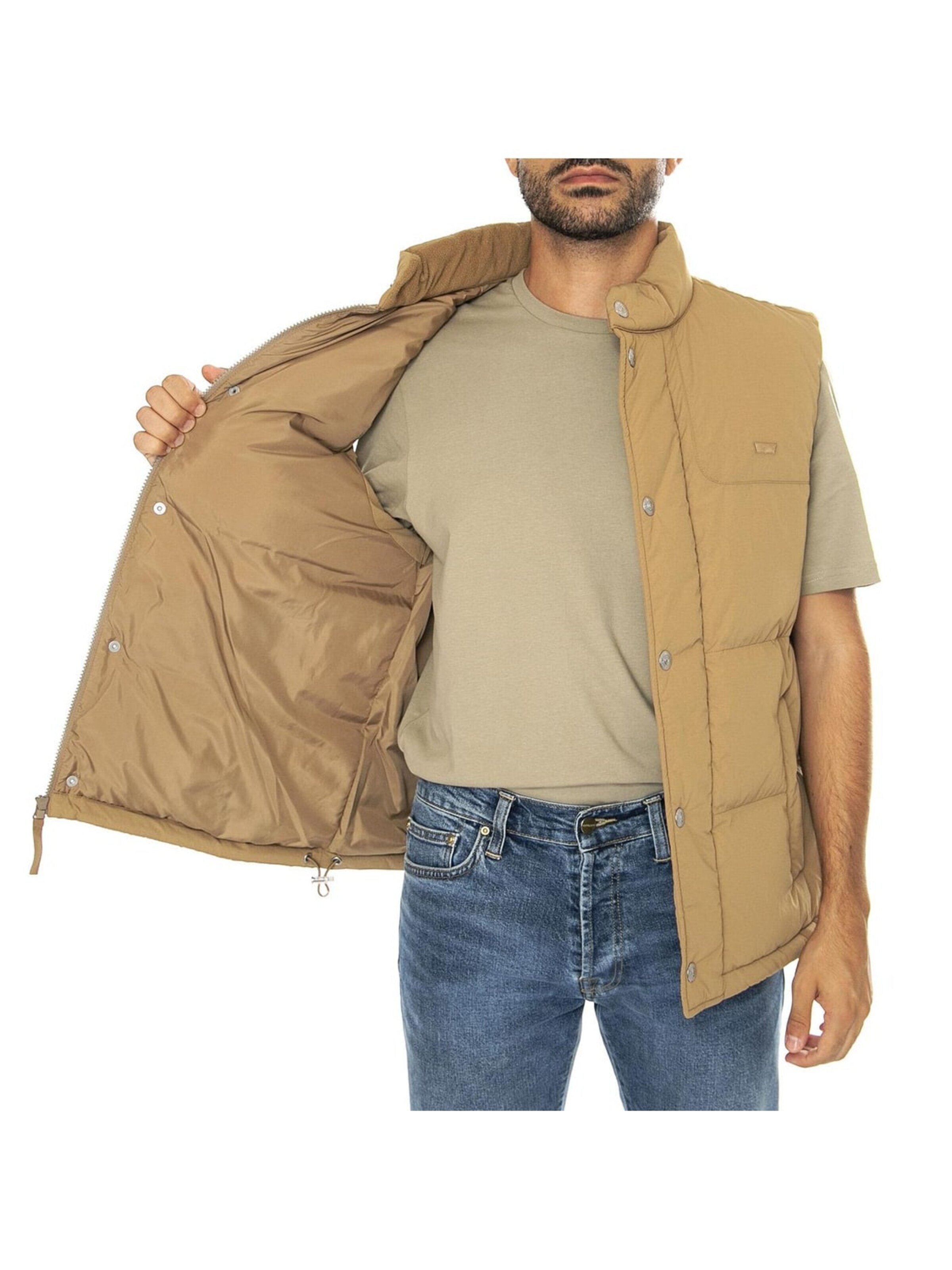 LEVI'S ® Between-season jacket 'Rockridge Vest Ermine Neutral' in Brown