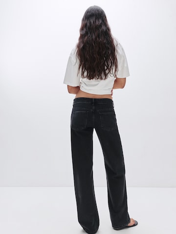 Pull&Bear Zvonové kalhoty Džíny – černá