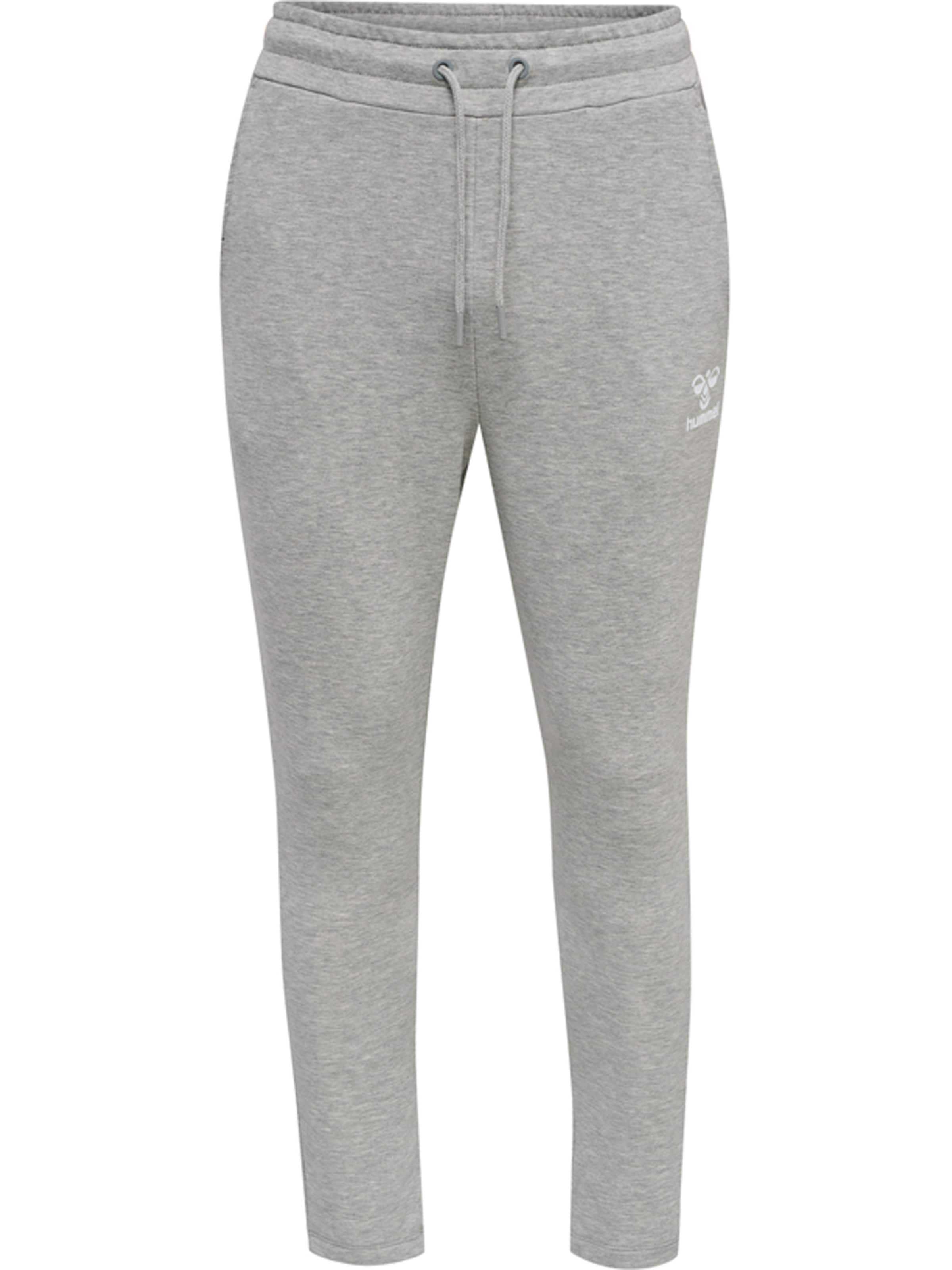 Hummel Tapered Sportbroek in Grijs: voorkant