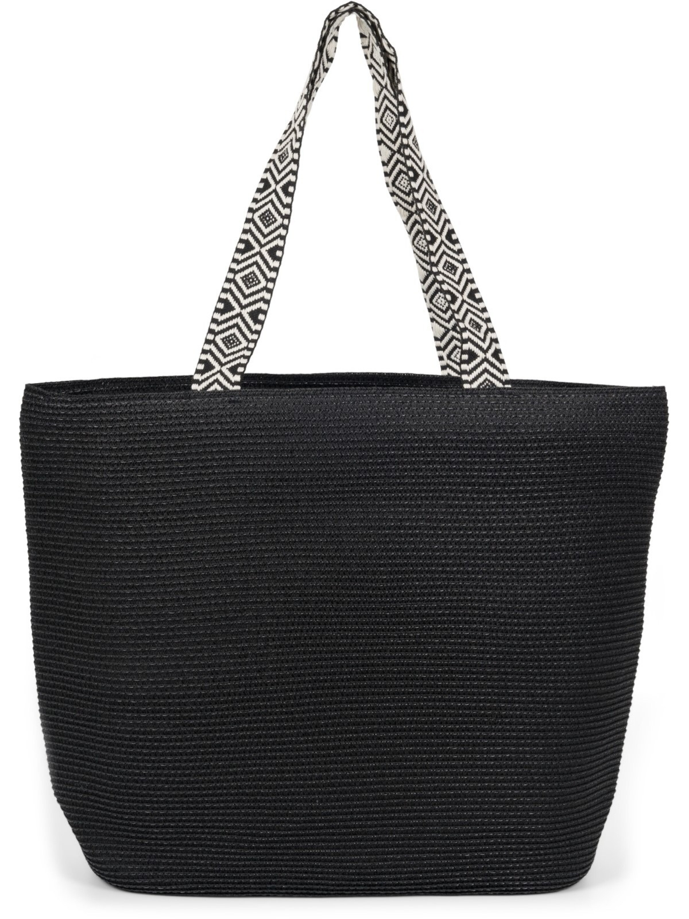styleBREAKER Beach bag 'Papierstroh Strandtasche Azteken Muster' in Black