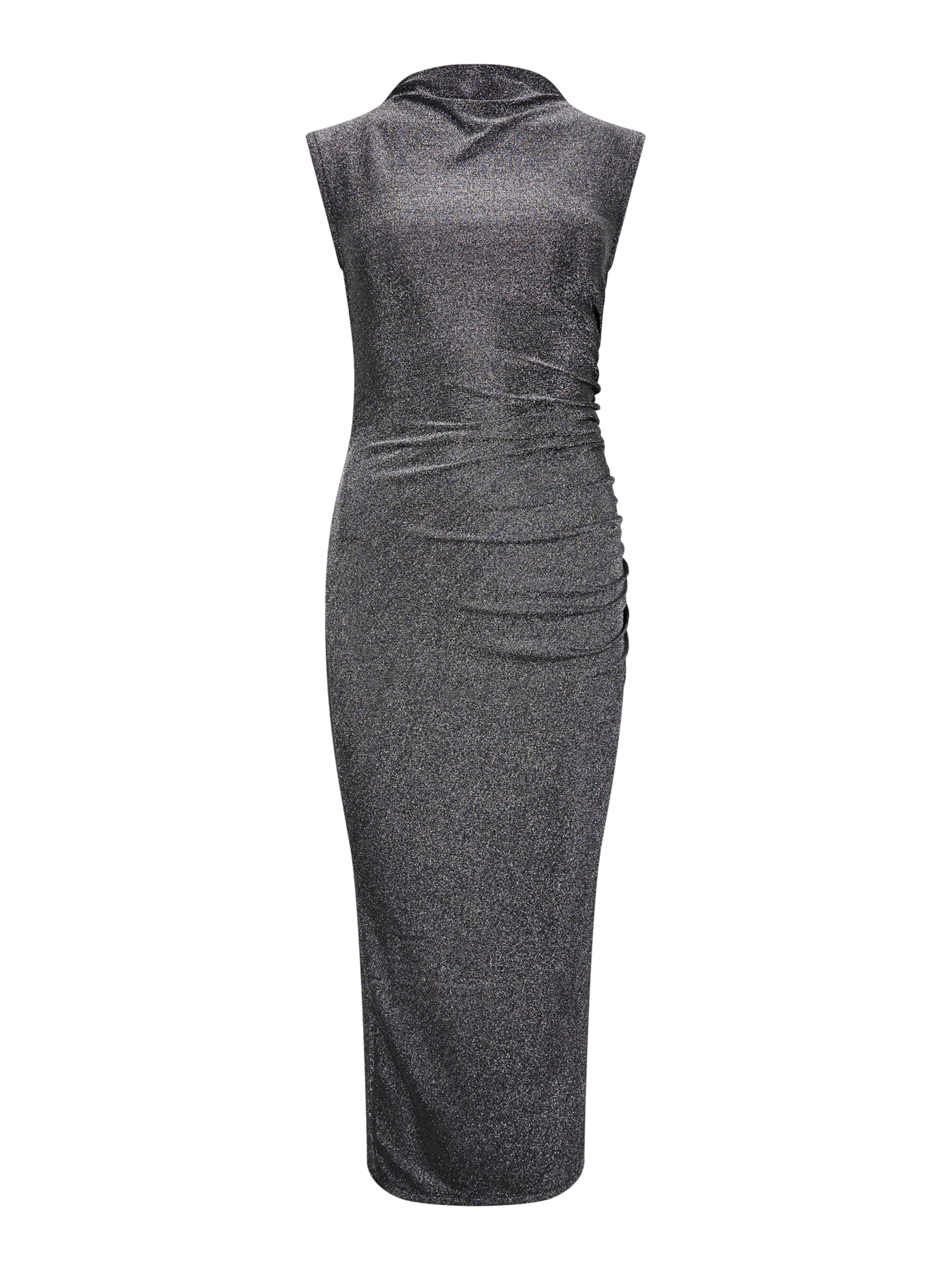 Apricot Glitter Ruched Bodycon Midaxi Dress ' Midaxi-Kleid mit Rüschen ' in Silber: Vorderseite