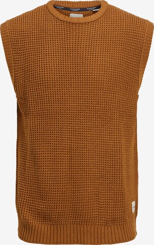 JACK & JONES Sweater Vest 'NICK' in Brown: front