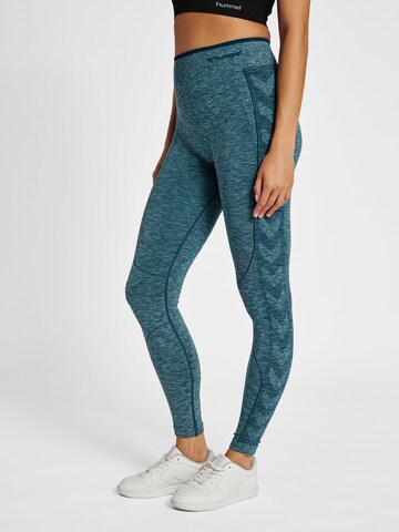 Skinny Pantalon de sport 'Una' Hummel en vert : devant