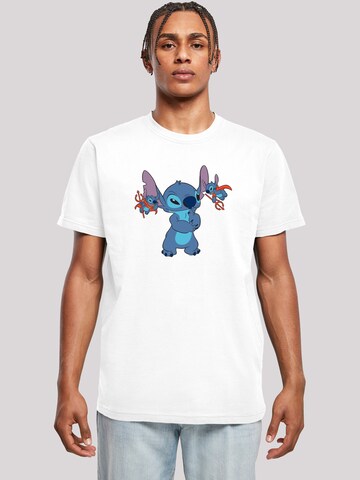 T-Shirt 'Disney Lilo And Stitch Little Devils' F4NT4STIC en blanc : devant