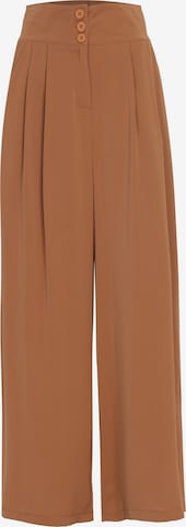 Influencer Loose fit Pleat-Front Pants in Brown: front