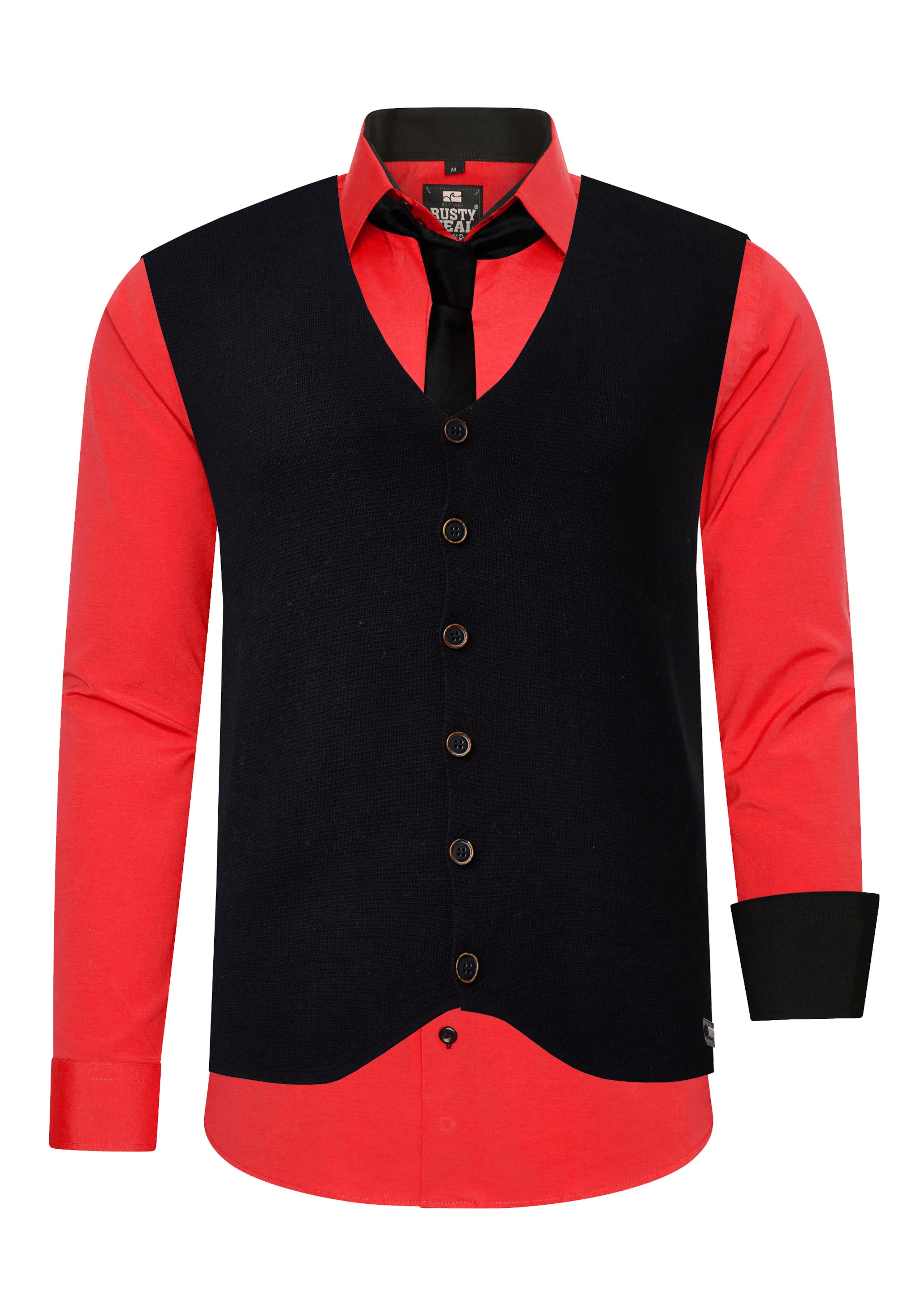 Rusty Neal Slim fit Overhemd in Rood: voorkant