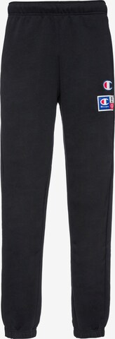 Champion Authentic Athletic Apparel Tapered Workout Pants 'Retro Sport' in Black: front