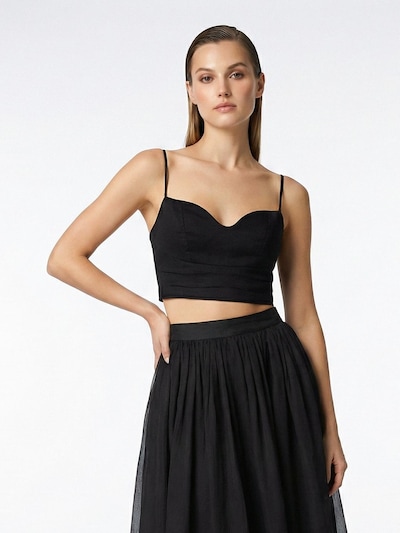 AVENUE N°29 Bluse 'Silk Corset Top With Straps' i XXS i sort, Produktvisning