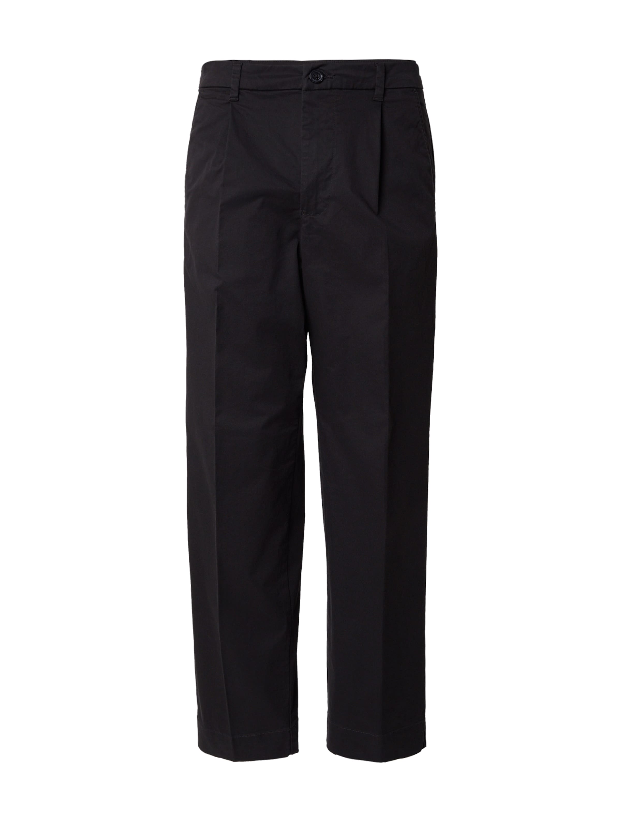 SELECTED Pleat-Front Pants in Black: front