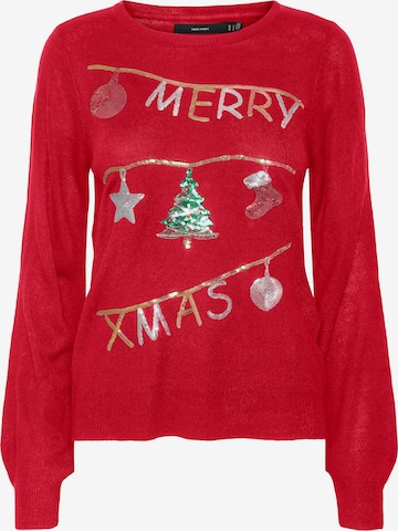 Pull-over 'Merry Xmas' VERO MODA en rouge : devant