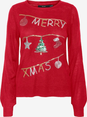 VERO MODA Sweater 'Merry Xmas' in Red: front
