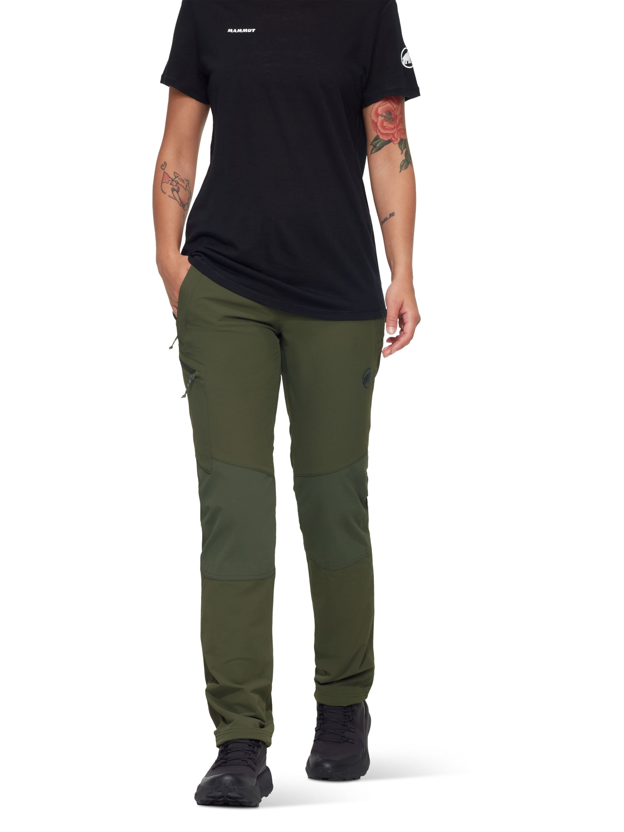 MAMMUT Regular Outdoor Pants 'Runbold Guide' in Green: front