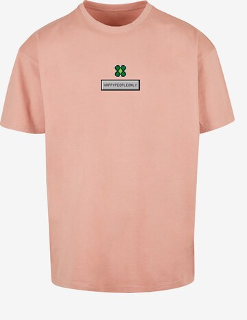 T-Shirt 'Silvester Happy New Year Pixel Kleeblatt' F4NT4STIC en rose : devant